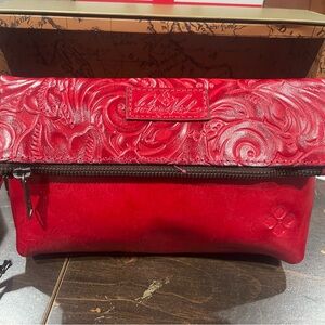 Patricia Nash Red Embossed Leather Wristlet